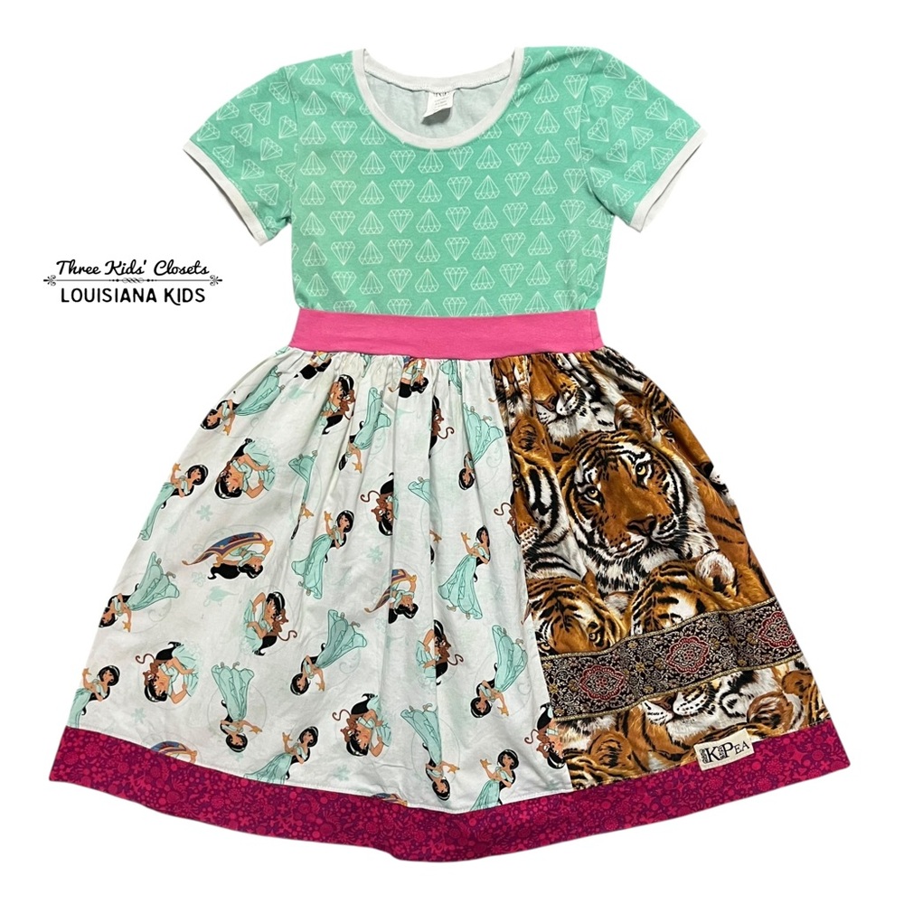K Pea 8Y Mixed Print Princess Jasmine Tiger Diamond Dress